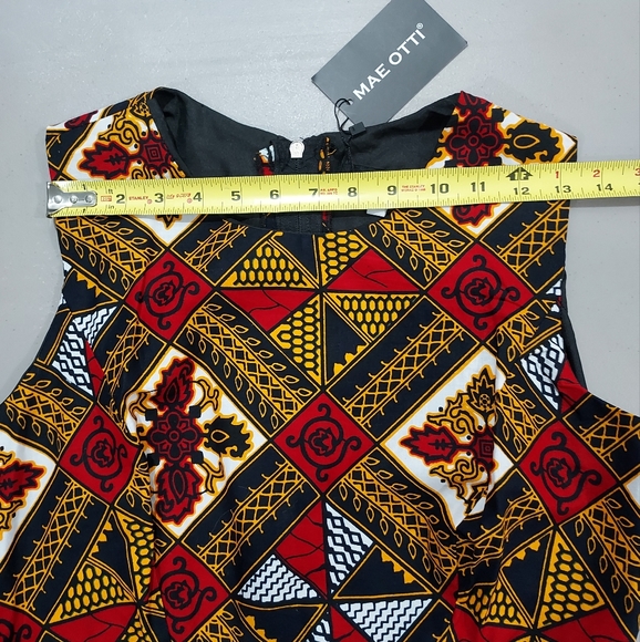 Mae Otti Navy Yellow Red Print High Low Dress - Picture 12 of 15